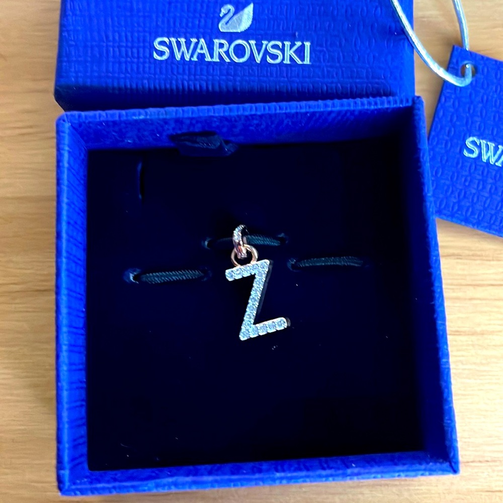 Swarovski Remix Collection Z charm, White, Rose Gold Tone Plated